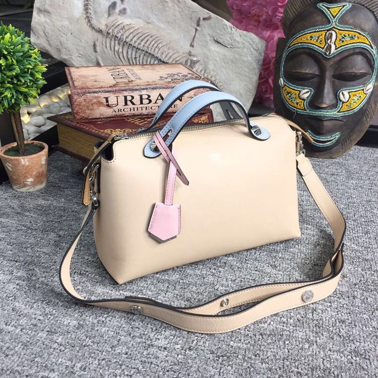 FI By The Way Medium Bag Beige For Women, Women’s Handbags, Shoulder And Crossbody Bags 10.6in/27cm FF 8BL1461