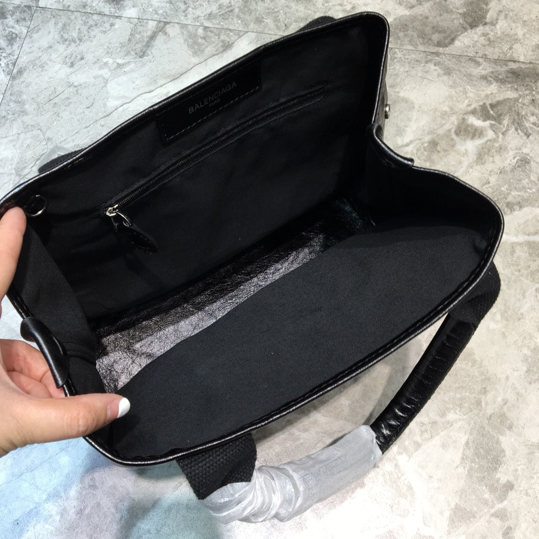 Balen Navy Small Cabas Tote Bag In Black, For Women, Bags 18.5in/47cm