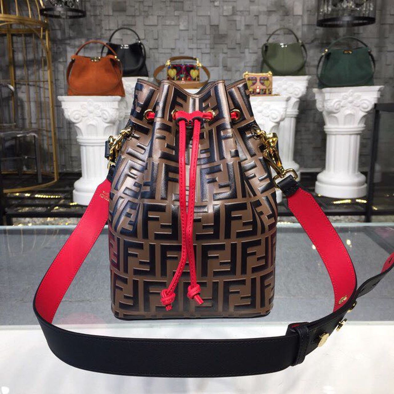 FI Mon Tresor Bucket Bag Brown For Women, Women’s Bags, Shoulder And Crossbody Bags 9in/23cm FF 8BT298A6AEF13VJ