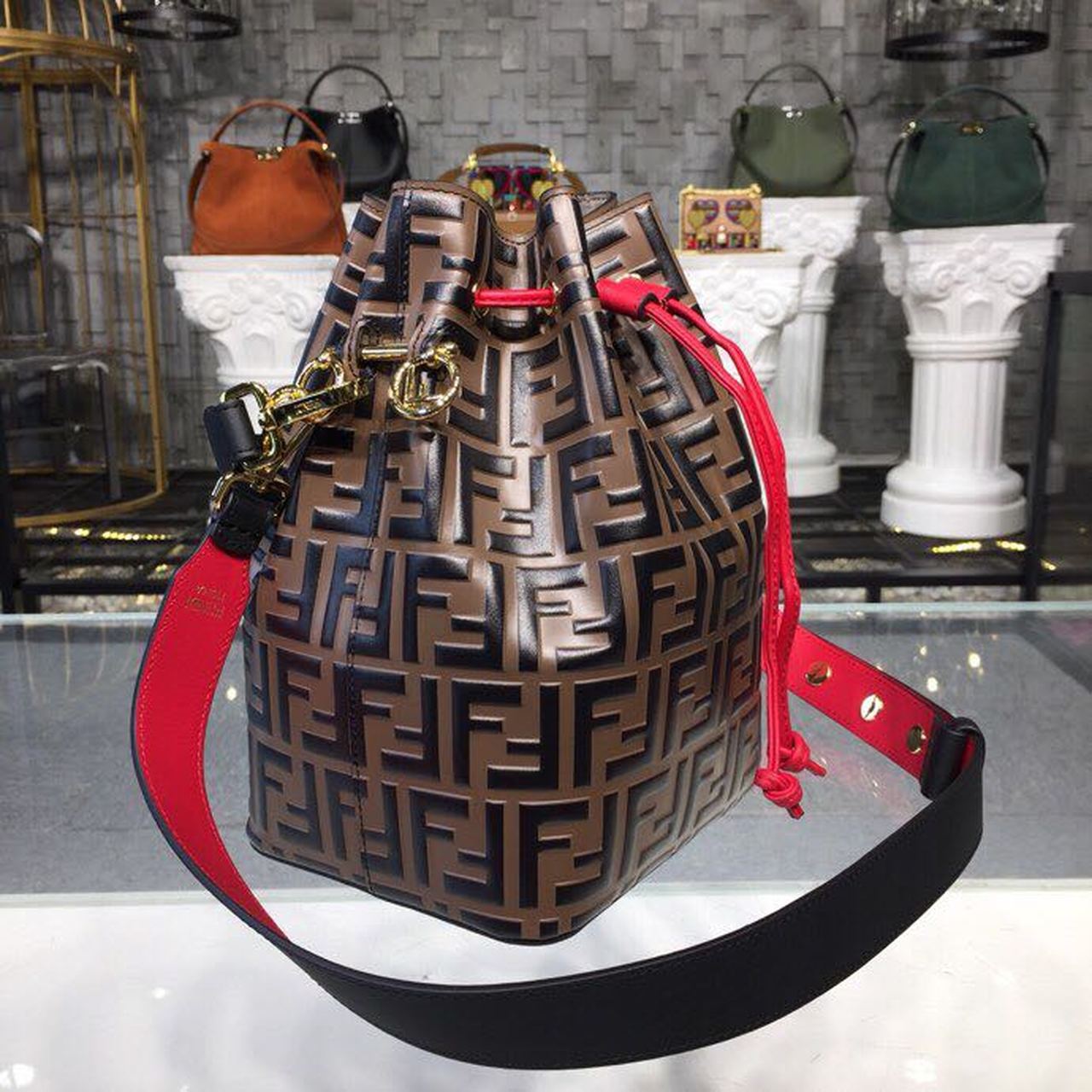FI Mon Tresor Bucket Bag Brown For Women, Women’s Bags, Shoulder And Crossbody Bags 9in/23cm FF 8BT298A6AEF13VJ