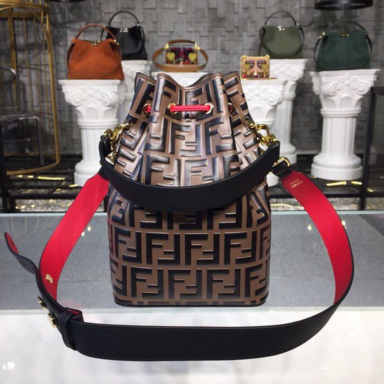 FI Mon Tresor Bucket Bag Brown For Women, Women’s Bags, Shoulder And Crossbody Bags 9in/23cm FF 8BT298A6AEF13VJ