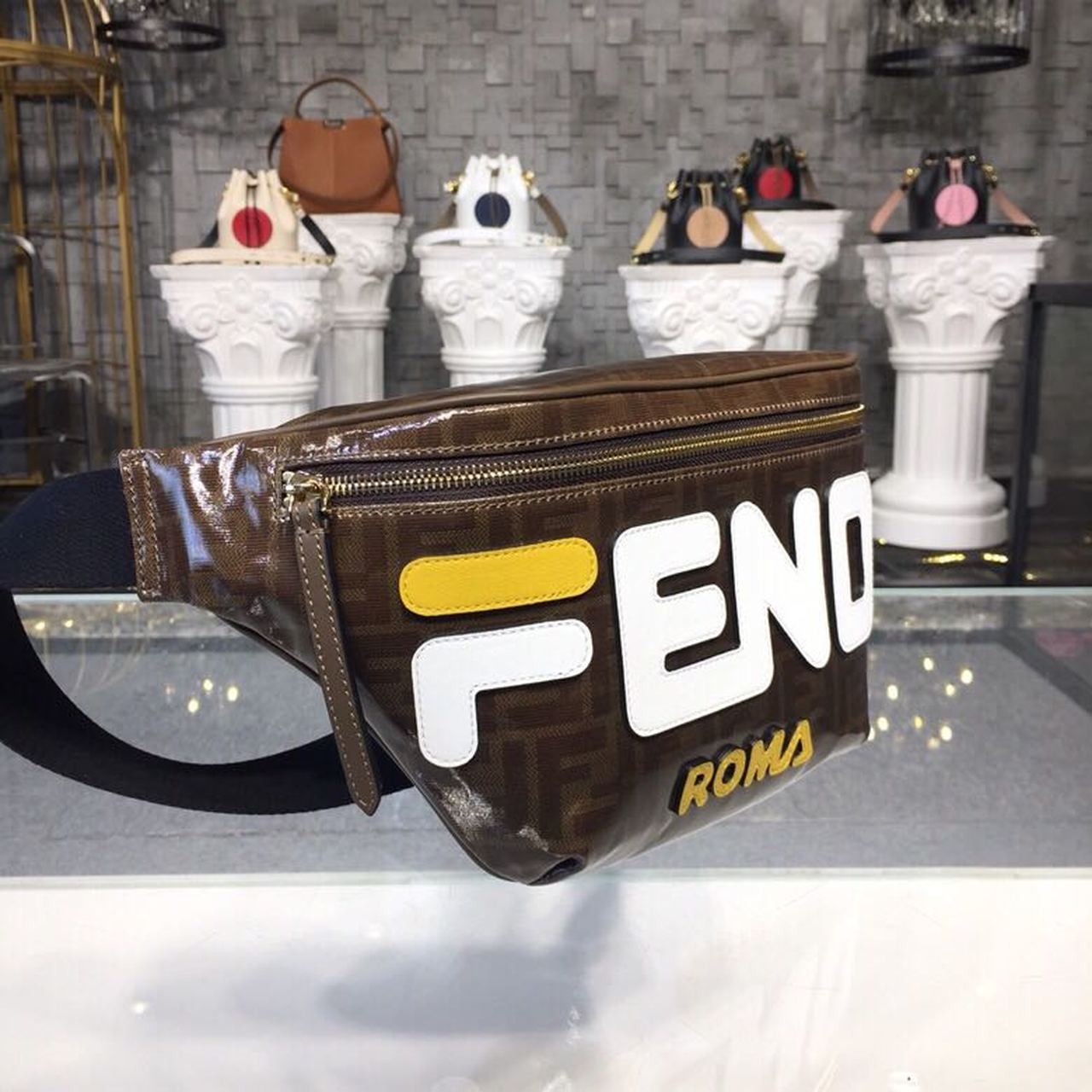 FI Mania Waist Belt Bag Brown For Women/Men, Women’s/Men’s Belt Bags, Crossbody Bags 12.9in/33cm FF 7VA434