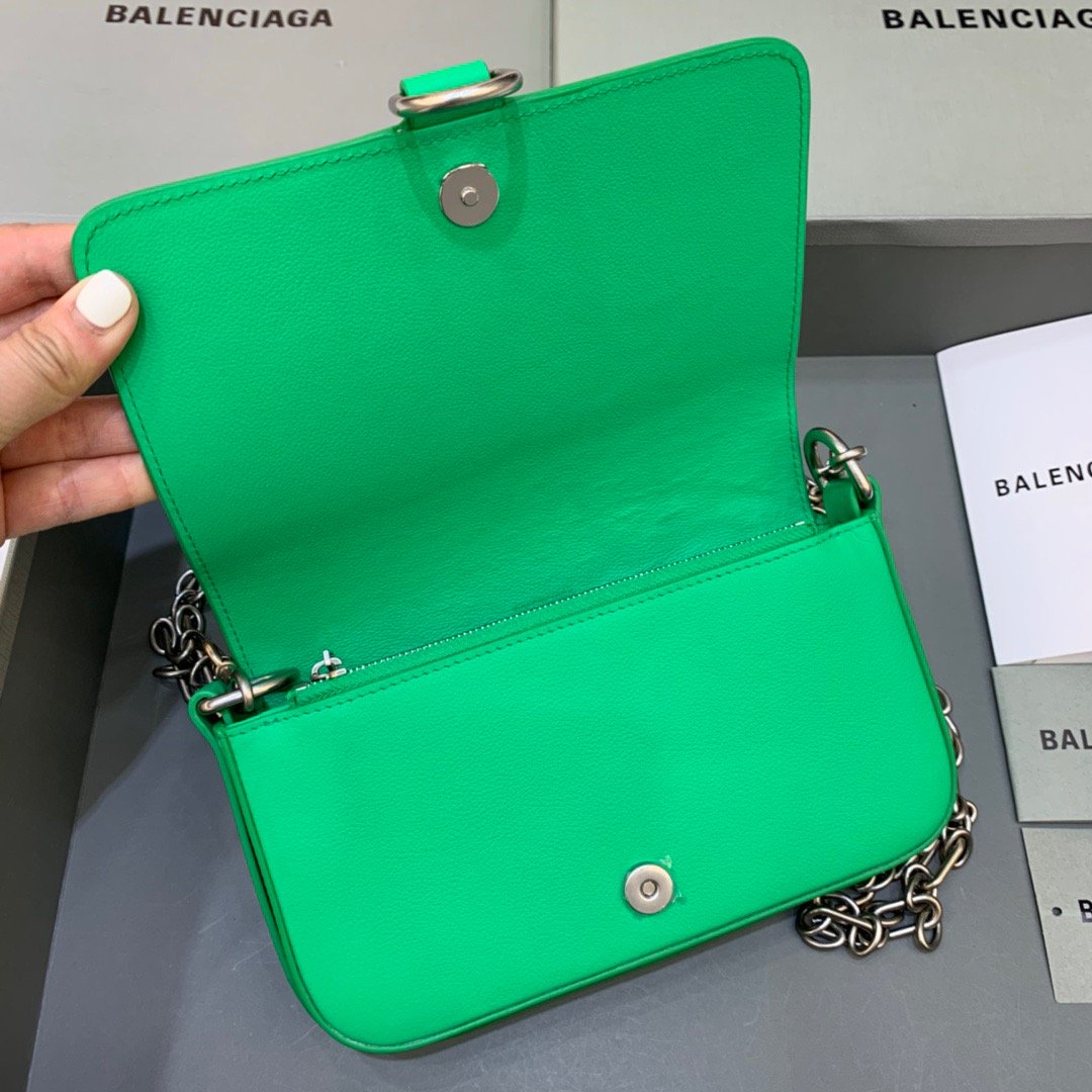 Balen Bondage Wallet With Chain Green, For Women, Bags 8in/20cm