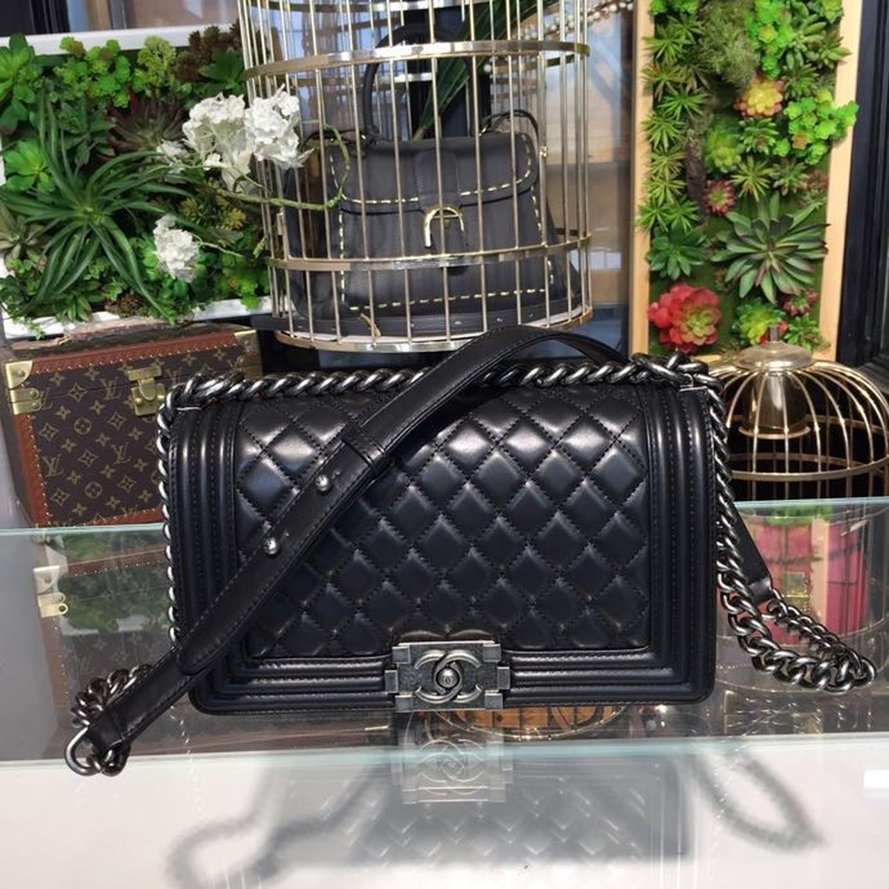 CHL Boy Handbag Silver Hardware Black For Women, Women’s Bags, Shoulder And Crossbody Bags 9.8in/25cm A67086