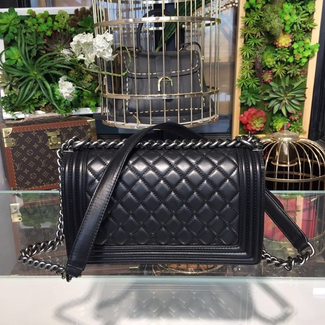 CHL Boy Handbag Silver Hardware Black For Women, Women’s Bags, Shoulder And Crossbody Bags 9.8in/25cm A67086