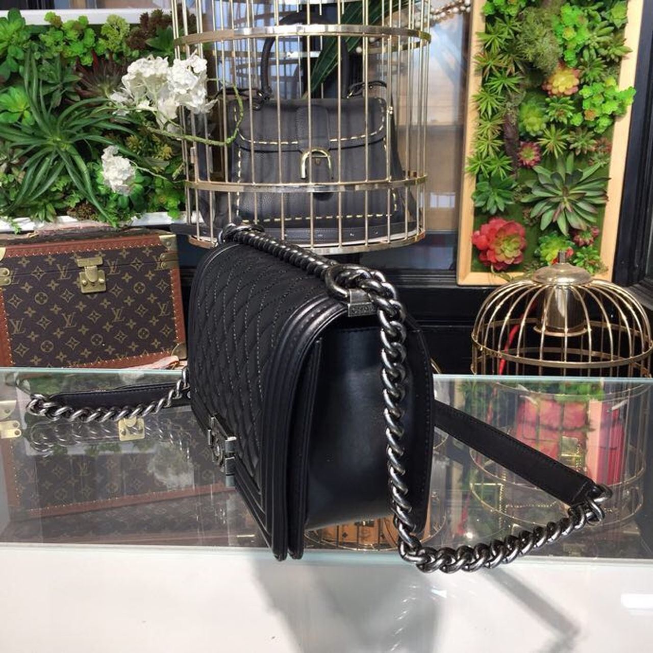 CHL Boy Handbag Silver Hardware Black For Women, Women’s Bags, Shoulder And Crossbody Bags 9.8in/25cm A67086
