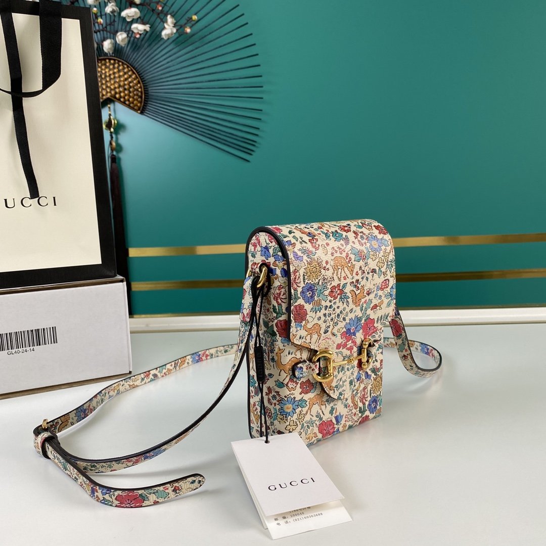 gg Horsebit 1955 Mini Flora Bag For Women And Men 6.7in/17cm gg