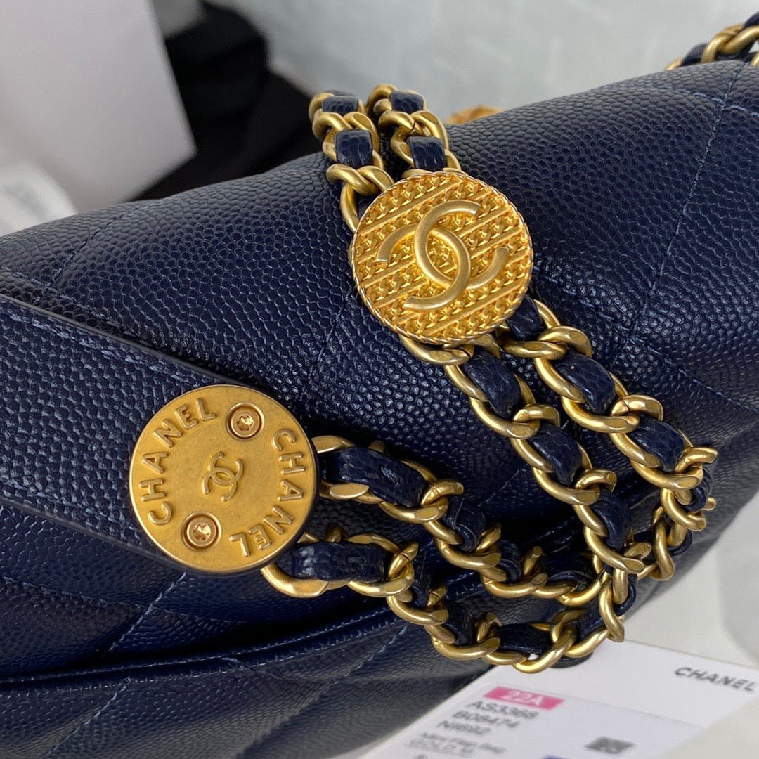 ChanelMini Flap Bag With Top Handle Gold Hardware Navy Blue For Women, Women’s Handbags, Shoulder Bags 7.9in/20cm AS2431 B08846 NJ532