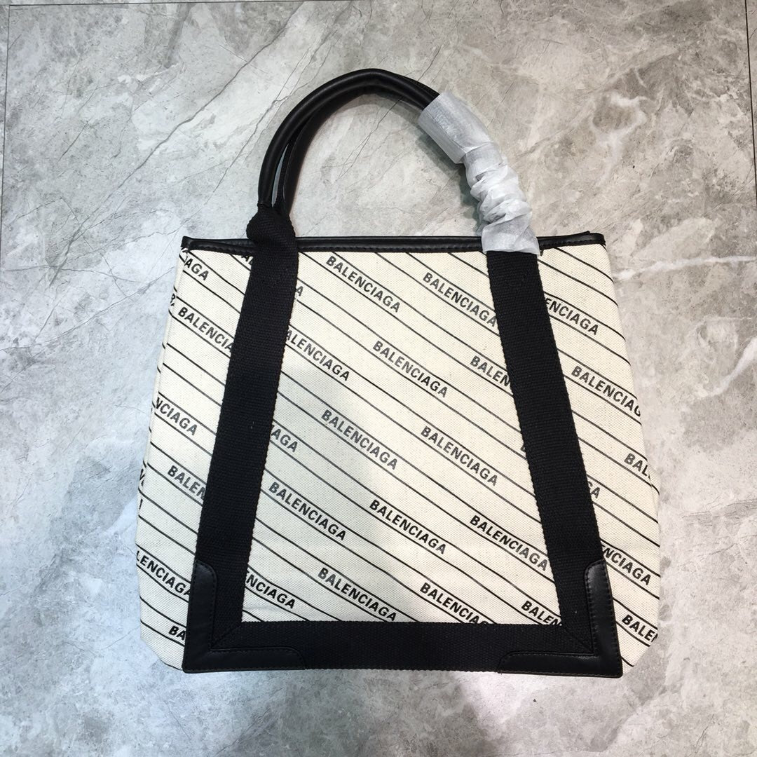 Balen Navy Medium Cabas Tote Bag In White, For Women, Bags 14.1in/36cm