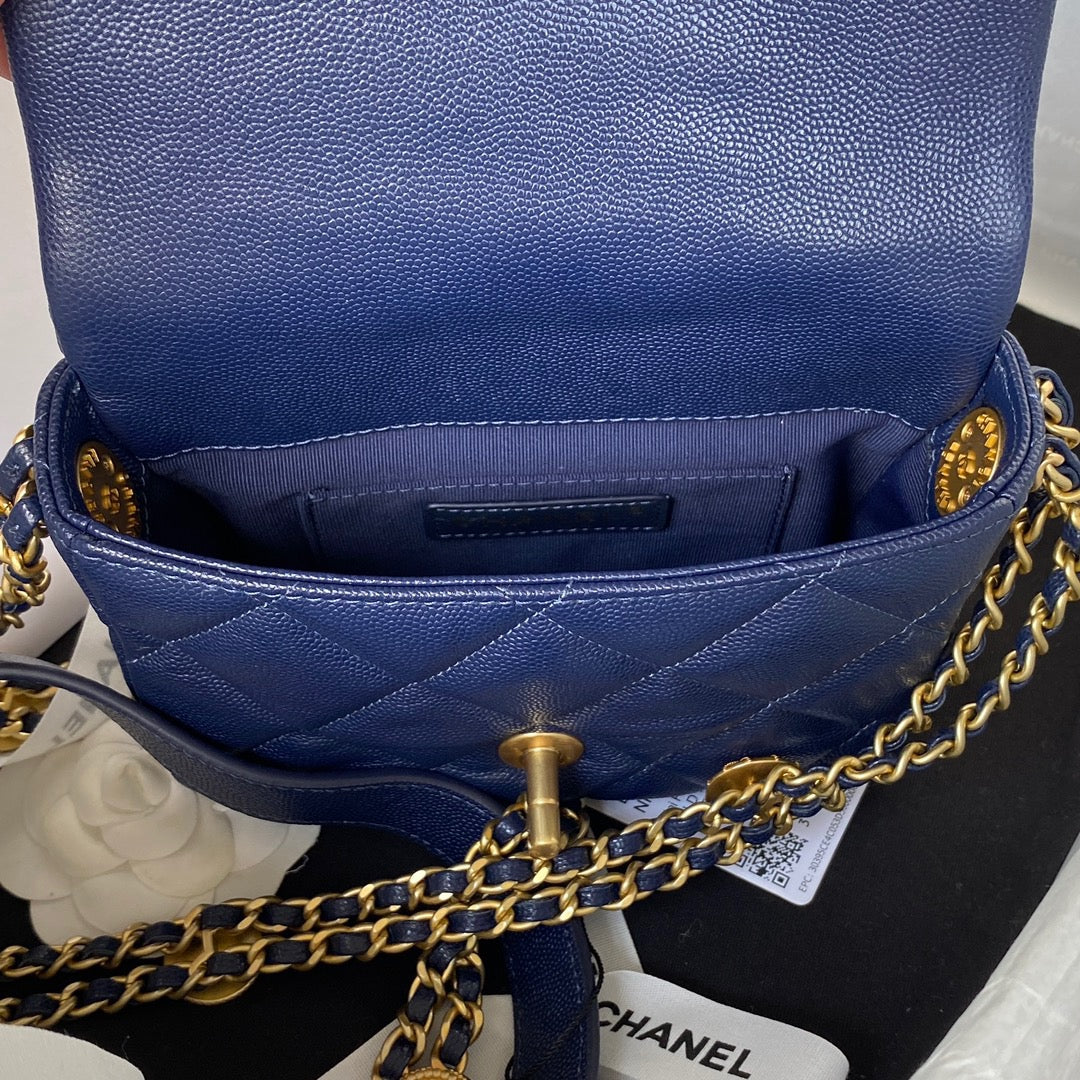 ChanelMini Flap Bag With Top Handle Gold Hardware Navy Blue For Women, Women’s Handbags, Shoulder Bags 7.9in/20cm AS2431 B08846 NJ532