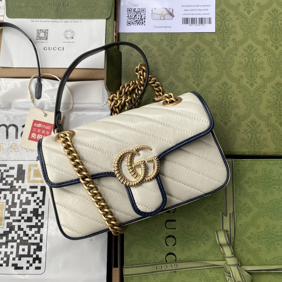 gg Marmont Matelassé Mini Bag White For Women 9in/22cm gg