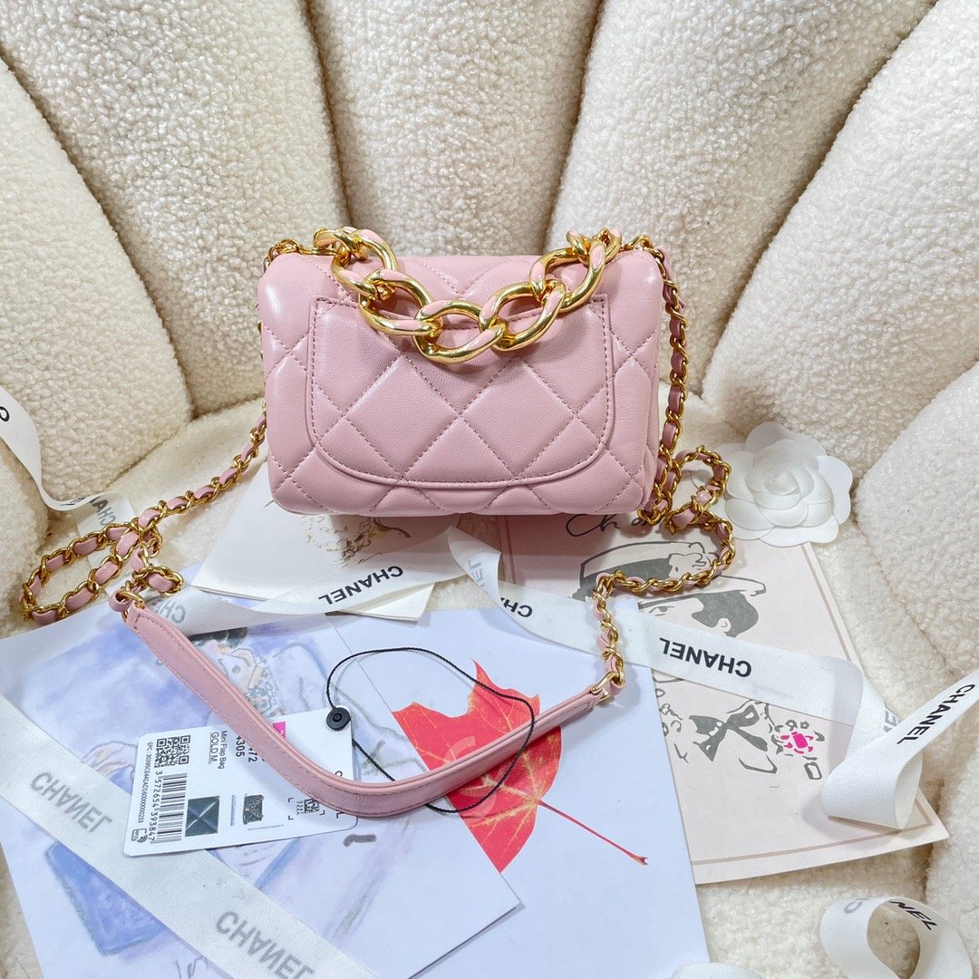 ChanelMini Flap Bag Gold Hardware PiNike For Women, Women’s Handbags, Shoulder Bags 6.7in/17cm AS3365