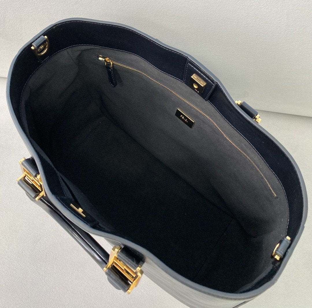 FI Medium FF Tote Shoulder Black Bag For Woman 38cm/15in