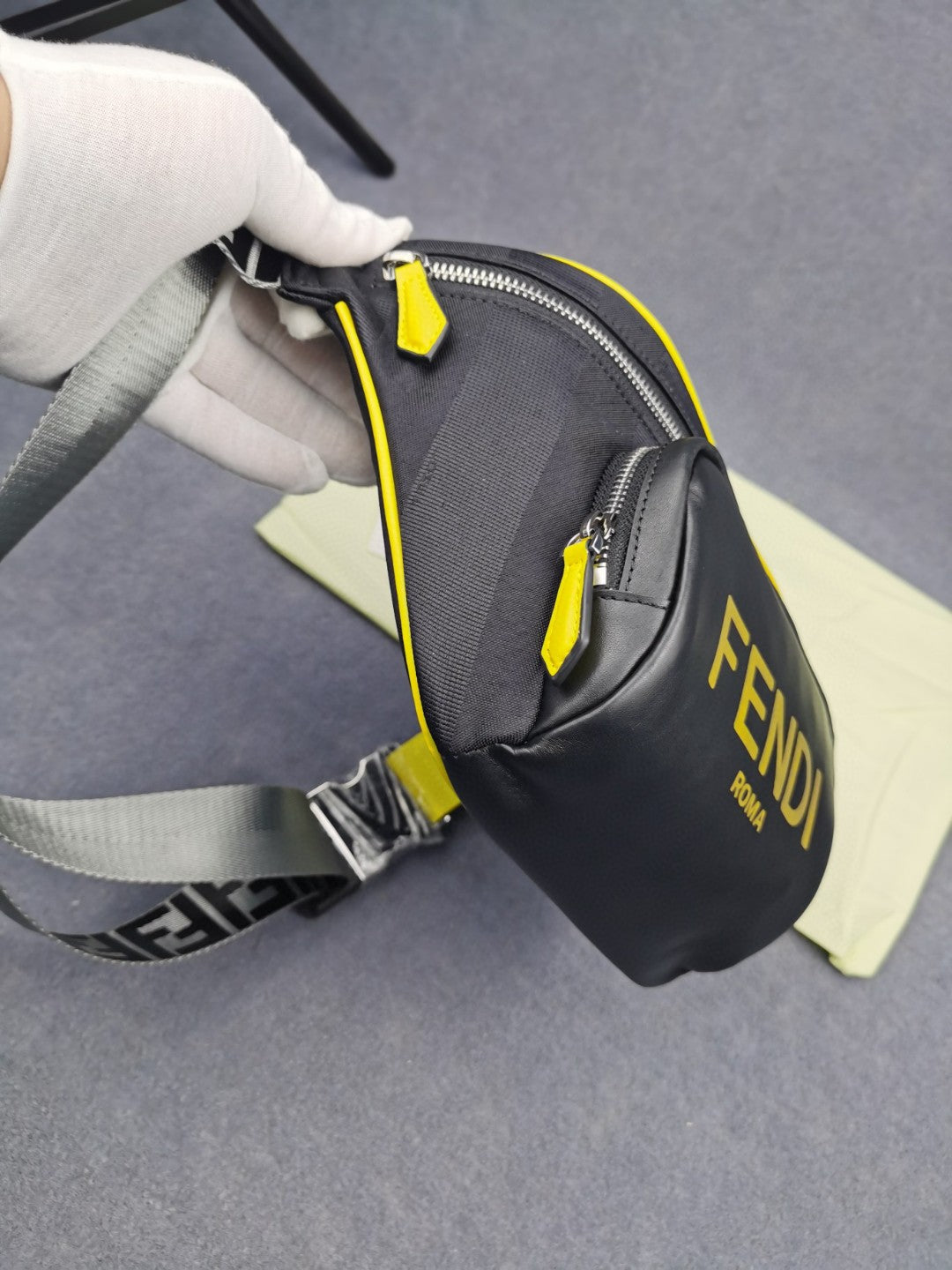 FI Little Monster Belt Bag Black/Yellow/Gray For Men, Men’s Bags 7.9in/20cm FF