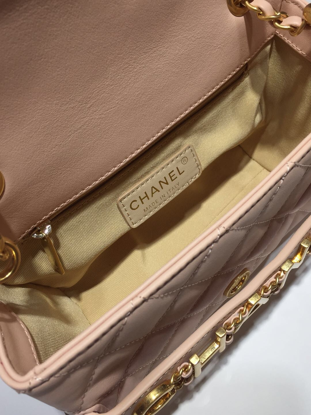 ChanelFront Logo Small Flap Bag Gold Hardware Creme For Women, Women’s Handbags, Shoulder Bags 8.2in/21cm AS1490