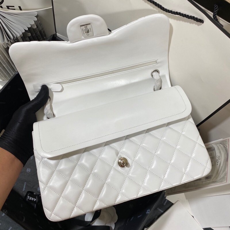 ChanelLarge Classic Handbag Silver Hardware White For Women, Women’s Handbags, Shoulder Bags 11.8in/30cm
