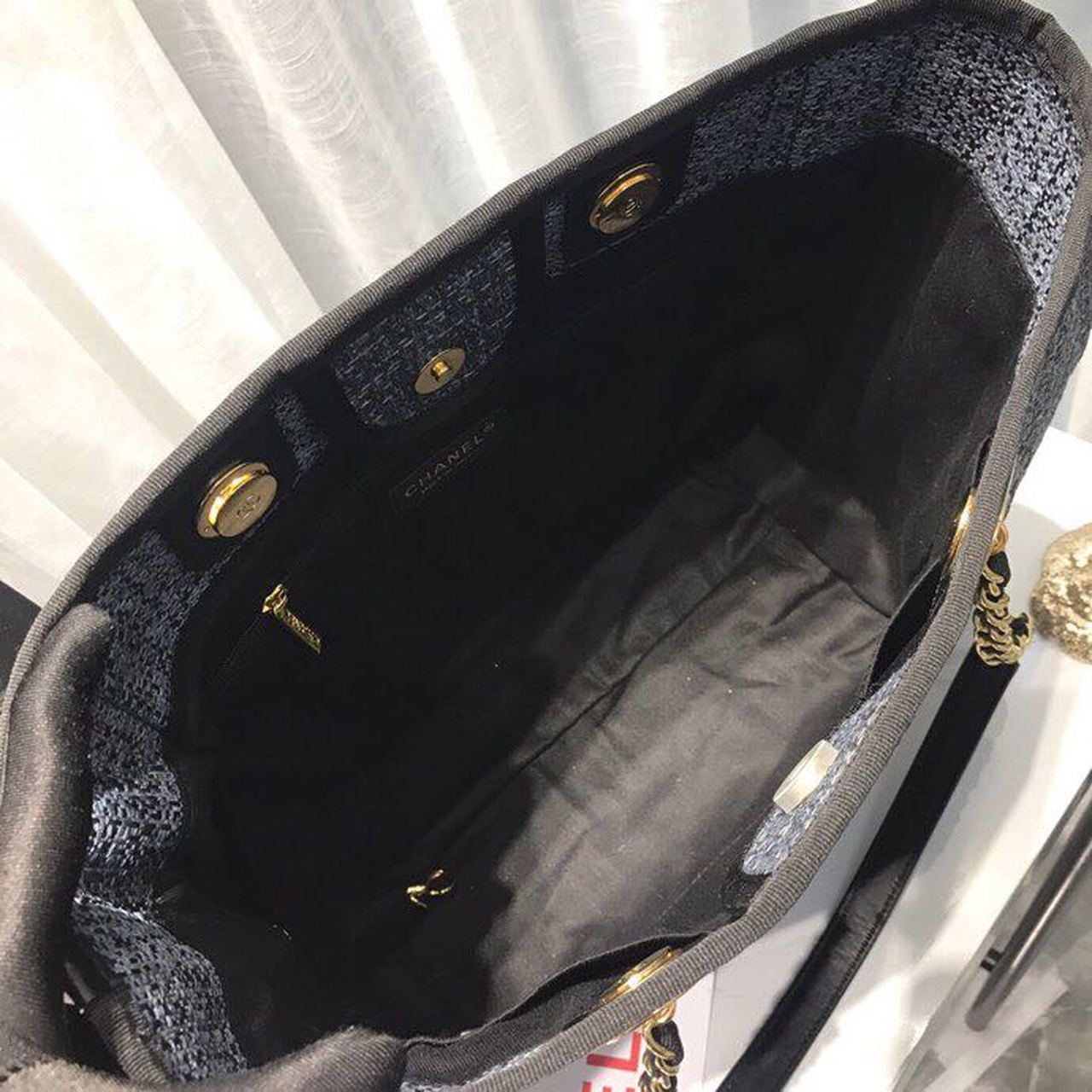 Chanel Deauville Chain Shoulder Tote Bag Dark Grey For Women, Women’s Handbags, Shoulder Bags 13.3in/34cm A66939