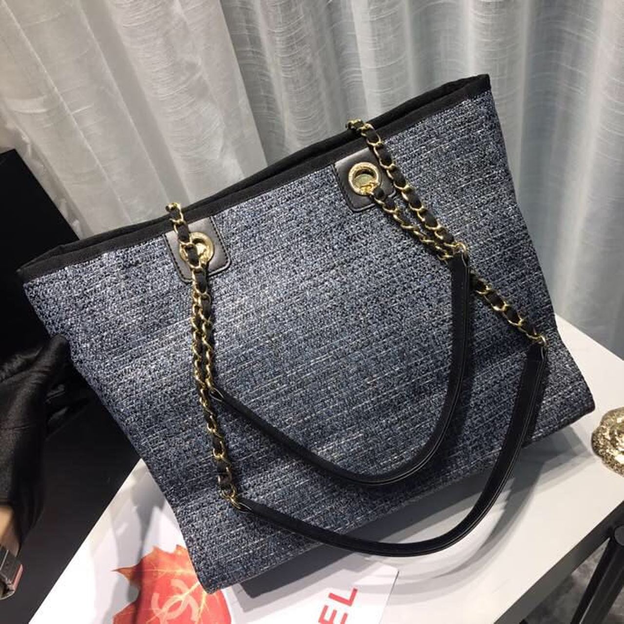 Chanel Deauville Chain Shoulder Tote Bag Dark Grey For Women, Women’s Handbags, Shoulder Bags 13.3in/34cm A66939