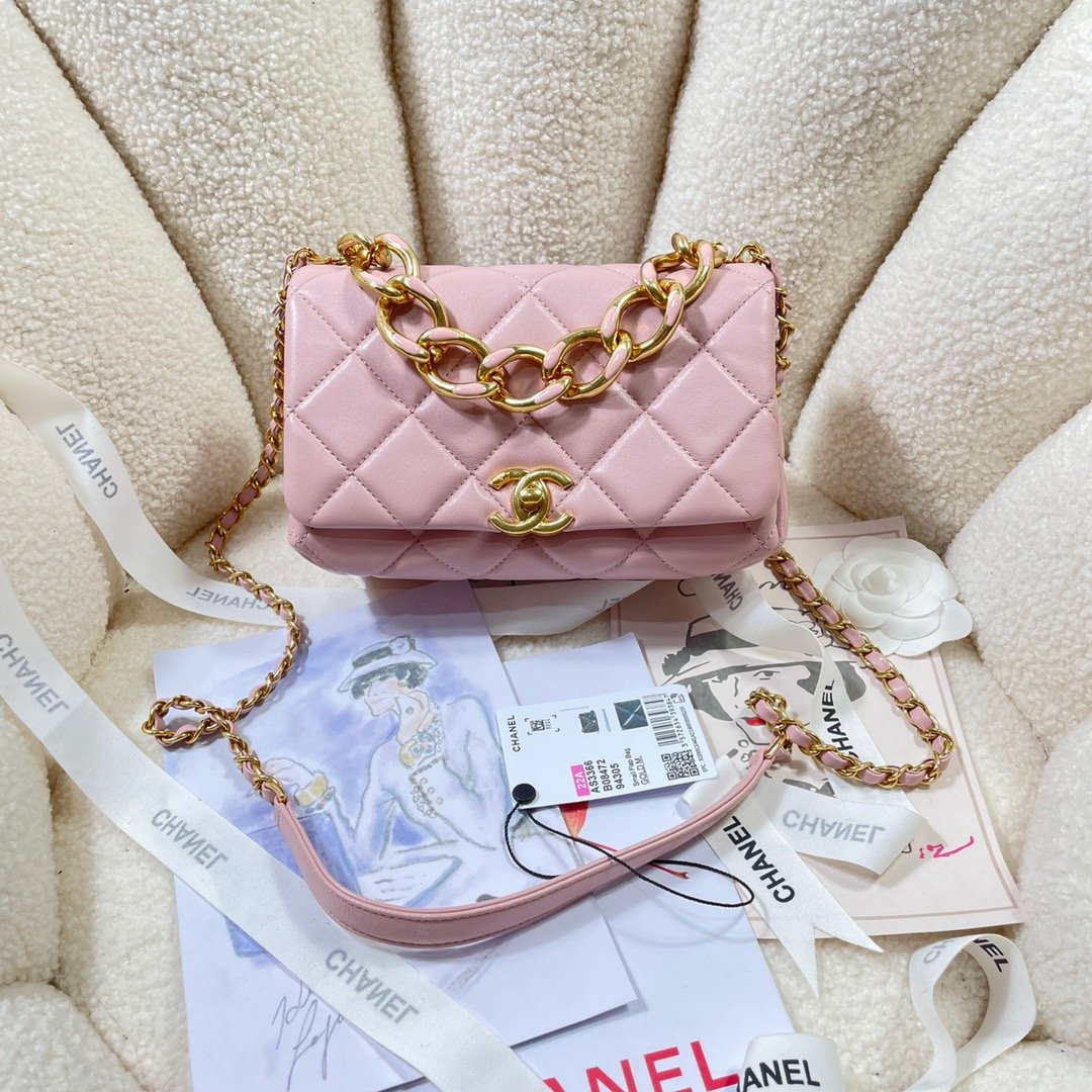 Chanel Flap Bag Gold Hardware PiNike For Women, Women’s Handbags, Shoulder Bags 7.9in/20cm AS3366