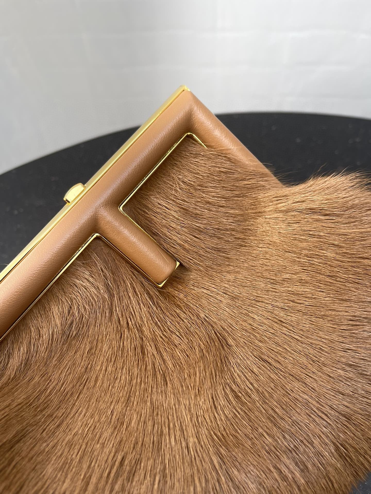 FI First Small Brown Fox Fur Bag For Woman 26cm/10in