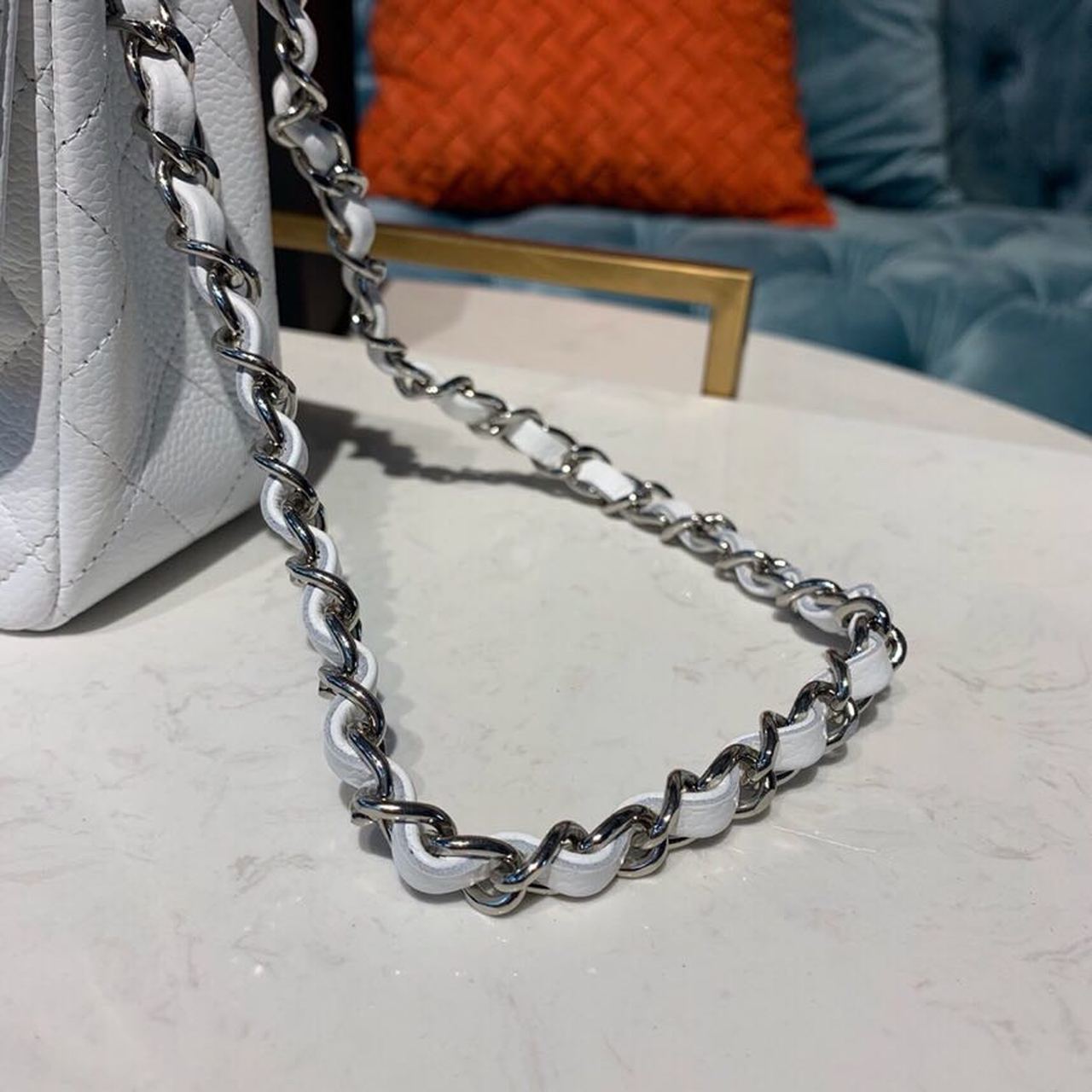 ChanelSmall Classic Handbag Silver Hardware White For Women, Women’s Bags, Shoulder And Crossbody Bags 7.8in/20cm A01113
