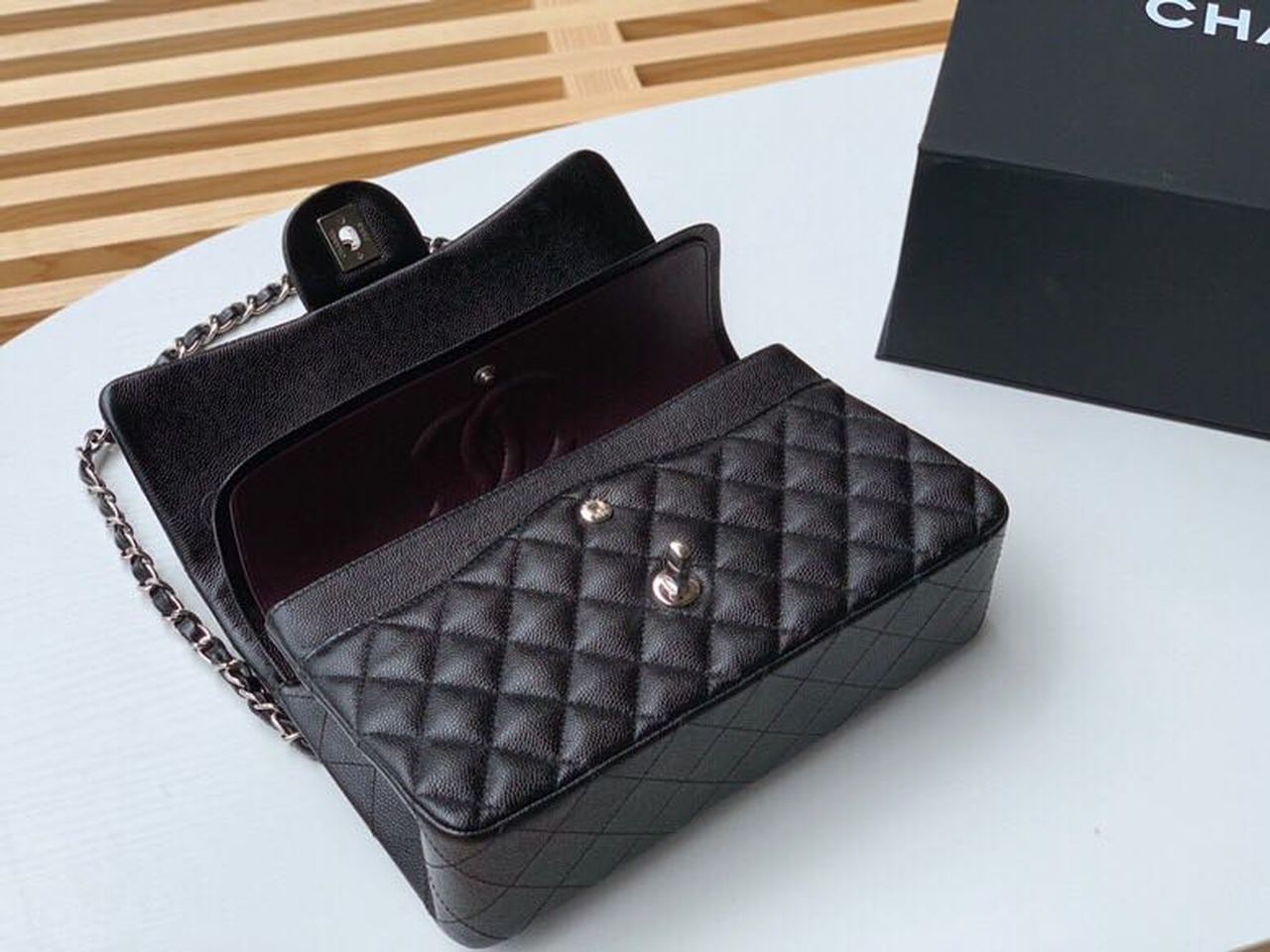 Chanel Classic Handbag Silver Hardware Black For Women, Women’s Bags, Shoulder And Crossbody Bags 10.2in/26cm A01112