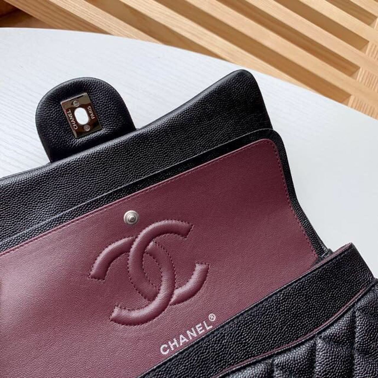 Chanel Classic Handbag Silver Hardware Black For Women, Women’s Bags, Shoulder And Crossbody Bags 10.2in/26cm A01112
