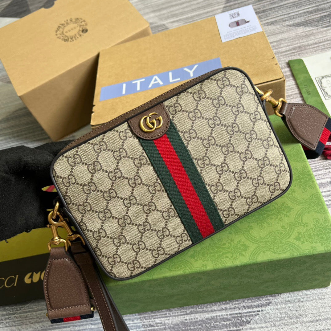 gg Ophidia gg Shoulder Bag Beige And Ebony gg Supreme Canvas For Women 9.2in/23cm gg 699439 9C2ST 8920