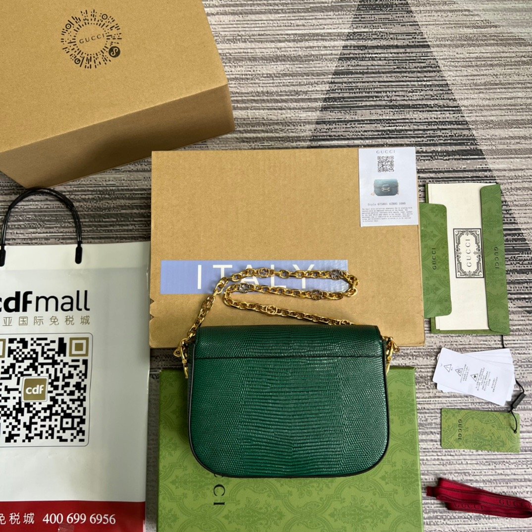 gg Horsebit 1955 Lizard Mini Bag Green For Women, Women’s Bags 8in/20cm gg 675801 LUZ0G 3154