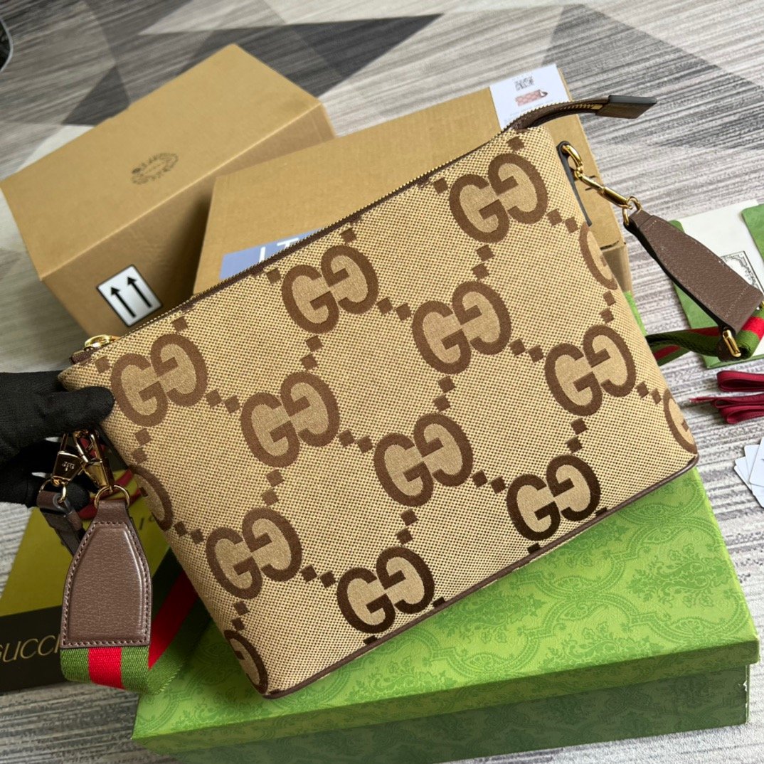 gg Jumbo gg Messenger Bag Camel And Ebony Jumbo gg Canvas For Women 9.6in/24.5cm gg 703468 92THF 1000