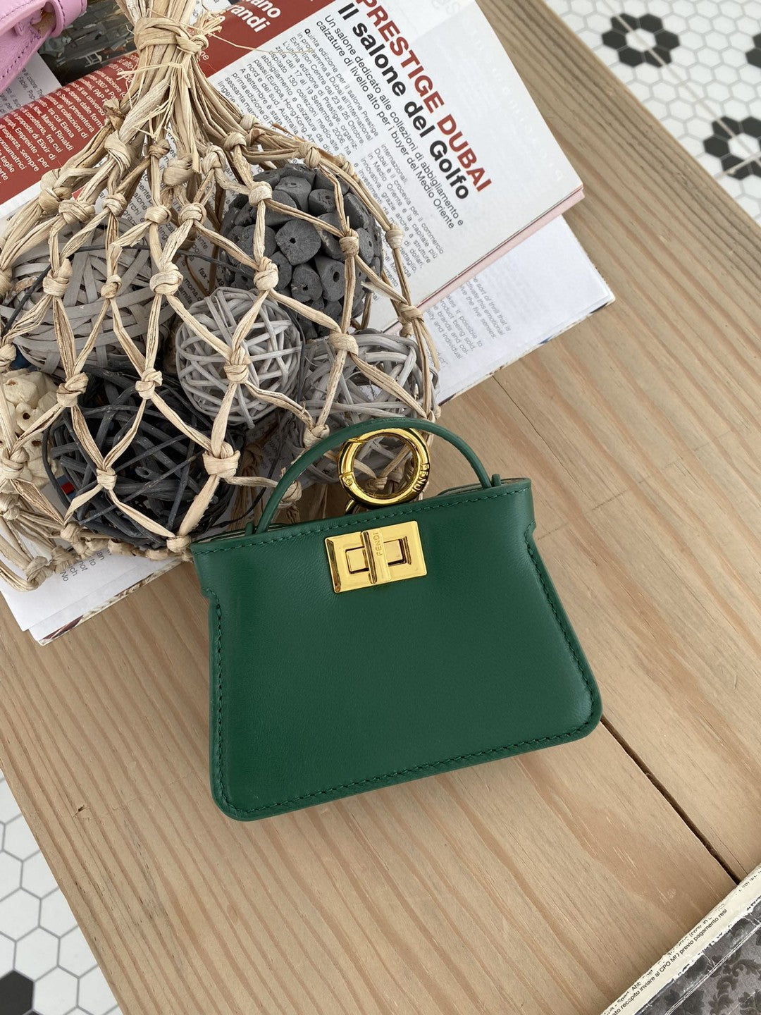 FI Nano Peekaboo Charm Crossbody Green Bag For Woman 12cm/4.5in