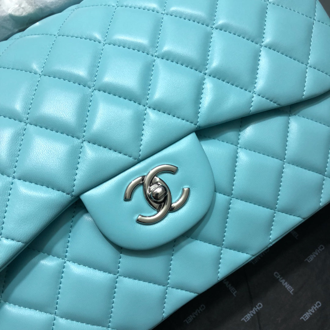ChanelLarge Classic Handbag Silver Hardware Blue For Women, Women’s Handbags, Shoulder Bags 11.8in/30cm