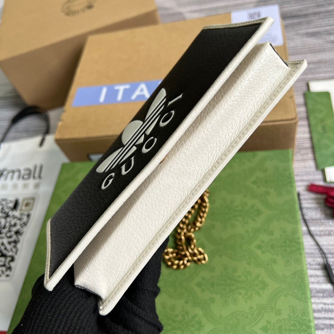 gg x Adidas Wallet With Chain Black For Women, Women’s Bags 7.5in/19cm gg 621892 UZ3BG 1057