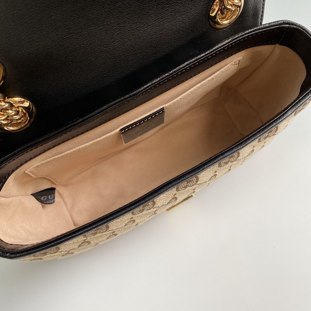 gg Marmont Matelassé Mini Bag Beige/Ebony Diagonal Matelassé Original gg Canvas For Women 8.5in/22cm 446744