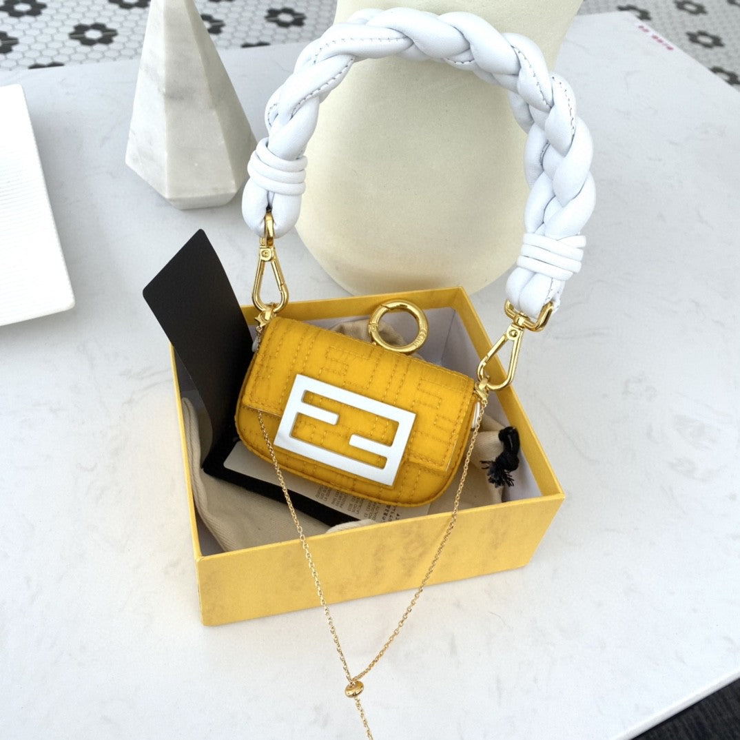 FI Nano Baguette Maxi Handle Yellow and White Bag For Woman 6.5cm/2.5in