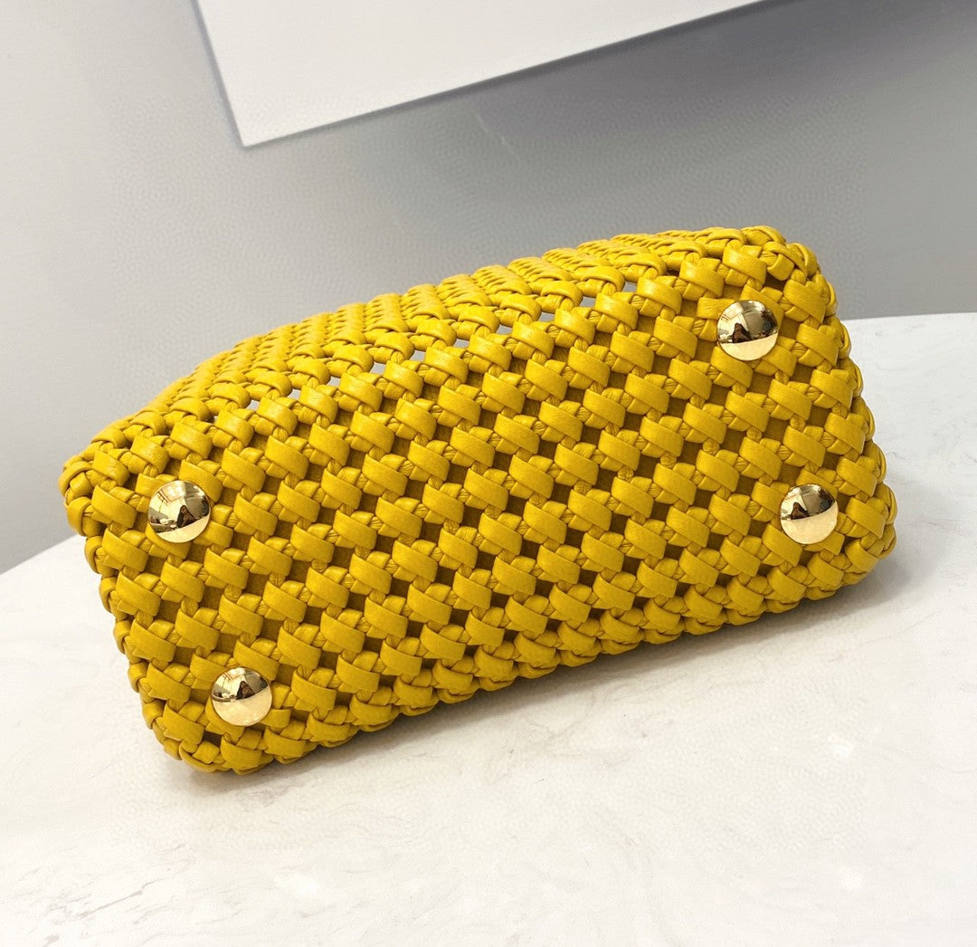 FI Peekaboo Mini Yellow Braided Bag For Woman 18cm/7in