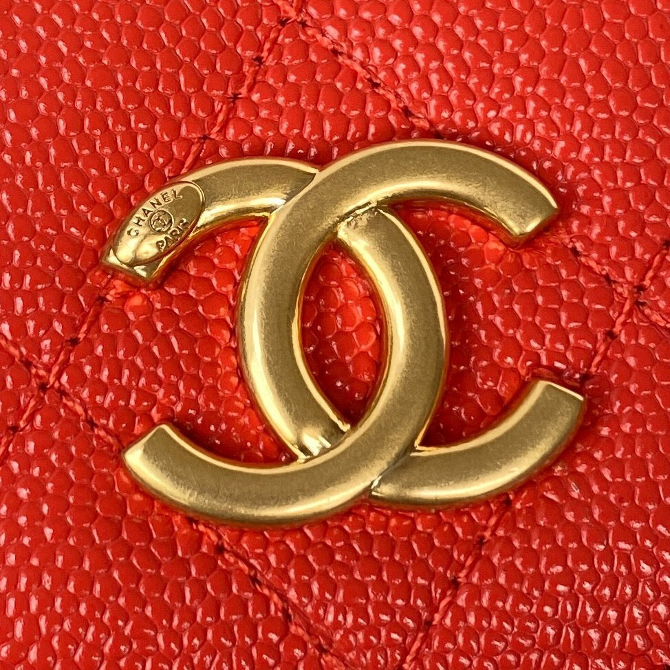 Chanel Clutch With Chain Gold Hardware Grained Shinny Red For Women, Women’s Handbags, Shoulder Bags 4.7in/12cm AP2857