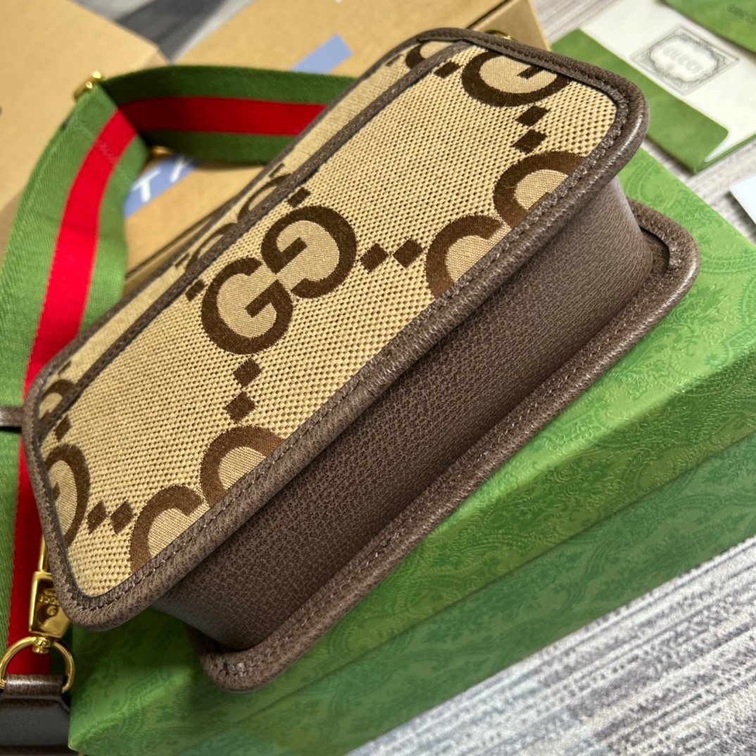 gg Jumbo gg Mini Bag Camel And Ebony Jumbo gg Canvas For Women 8.9in/22.5cm gg 696075 UKMDG 2570