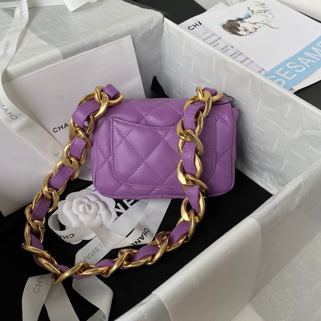 ChanelMini Flap Bag Purple For Women, Women’s Bags Shoulder And Crossbody Bags 6.6in/17cm AS3213