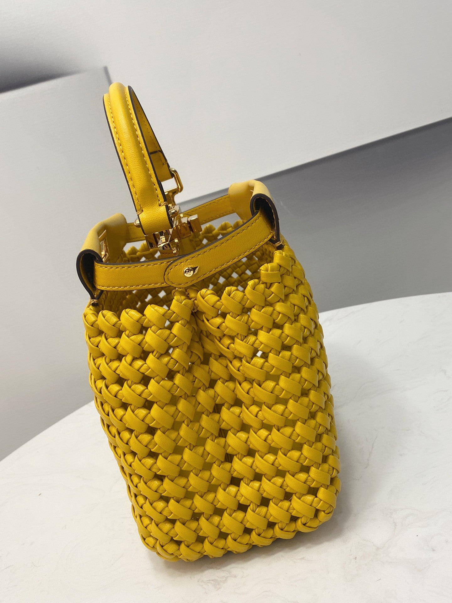 FI Peekaboo Mini Yellow Braided Bag For Woman 18cm/7in
