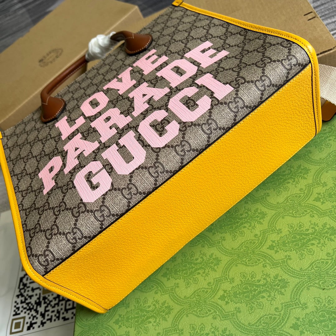 gg Love Parade gg Tote Bag Yellow For Women, Women’s Bags 12.2in/31cm gg