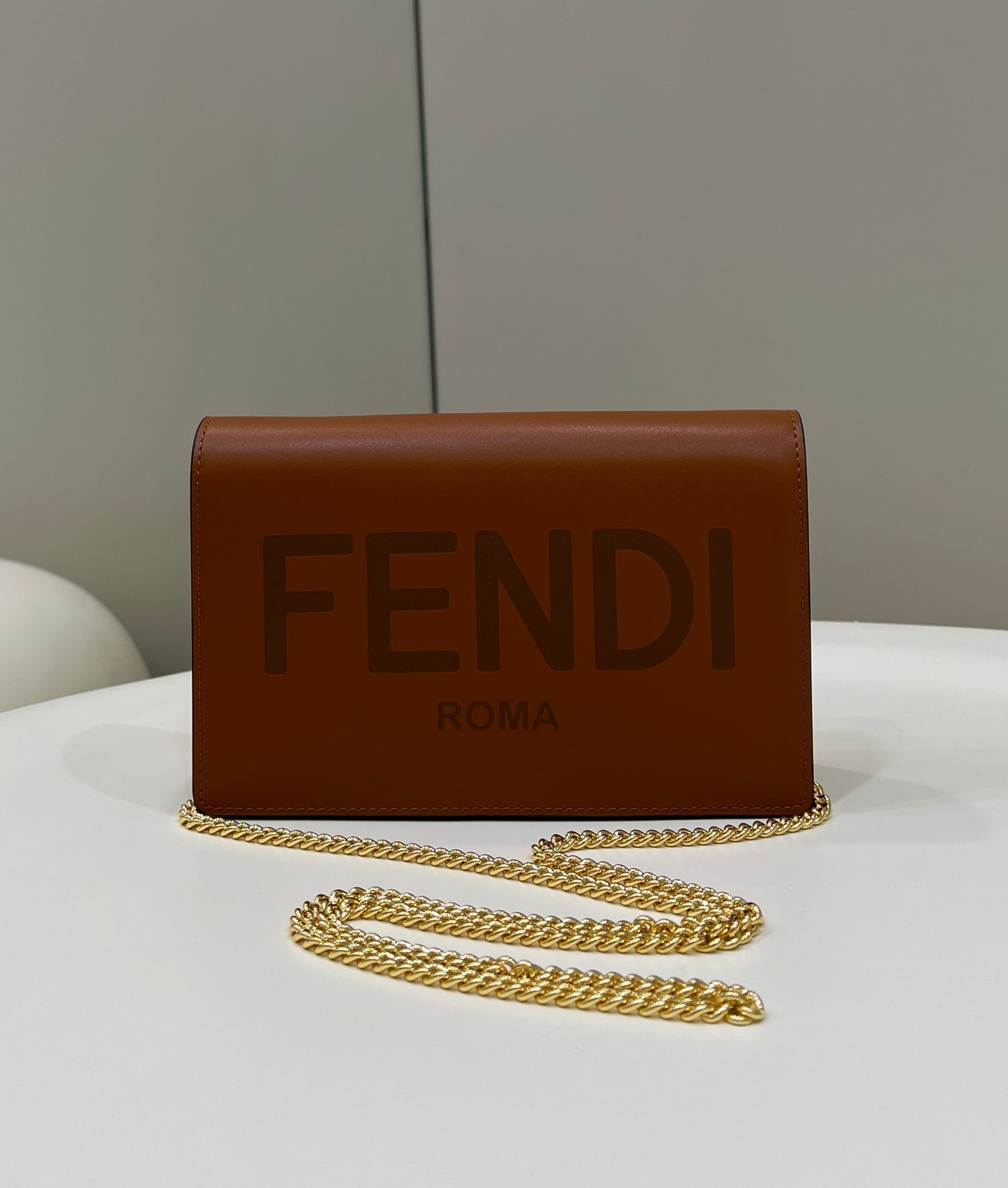 FI Wallet On Chain Mini Brown Bag For Woman 13.5cm/5.5in