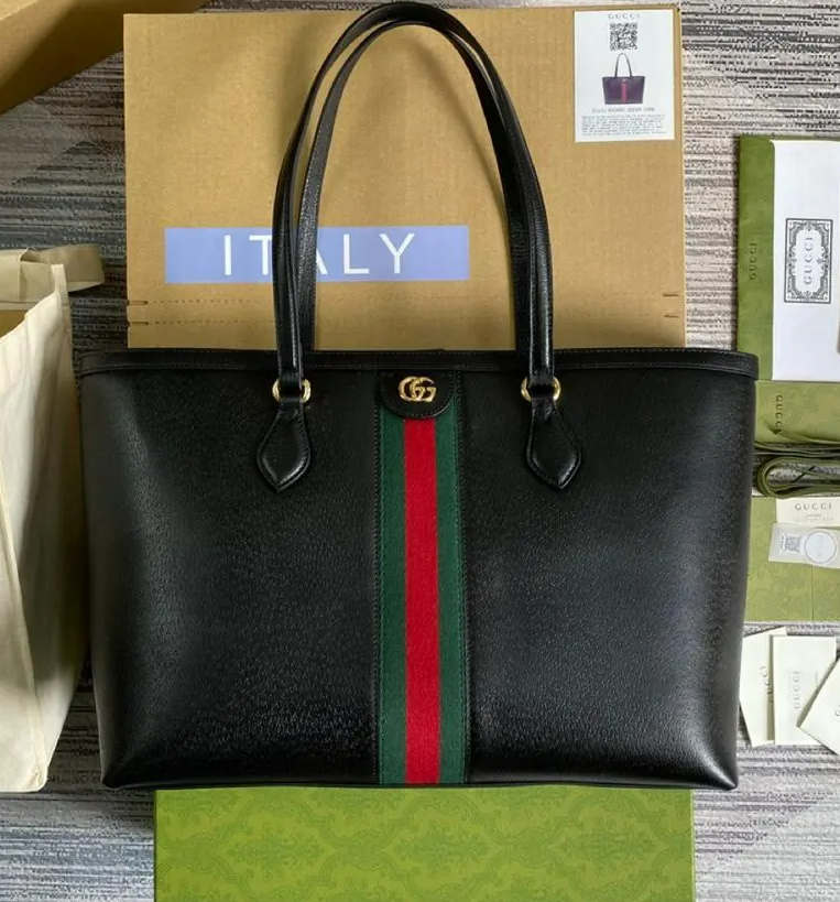gg Ophidia Medium Tote Black For Women 15in/38cm gg 631685 CWG1A 1060