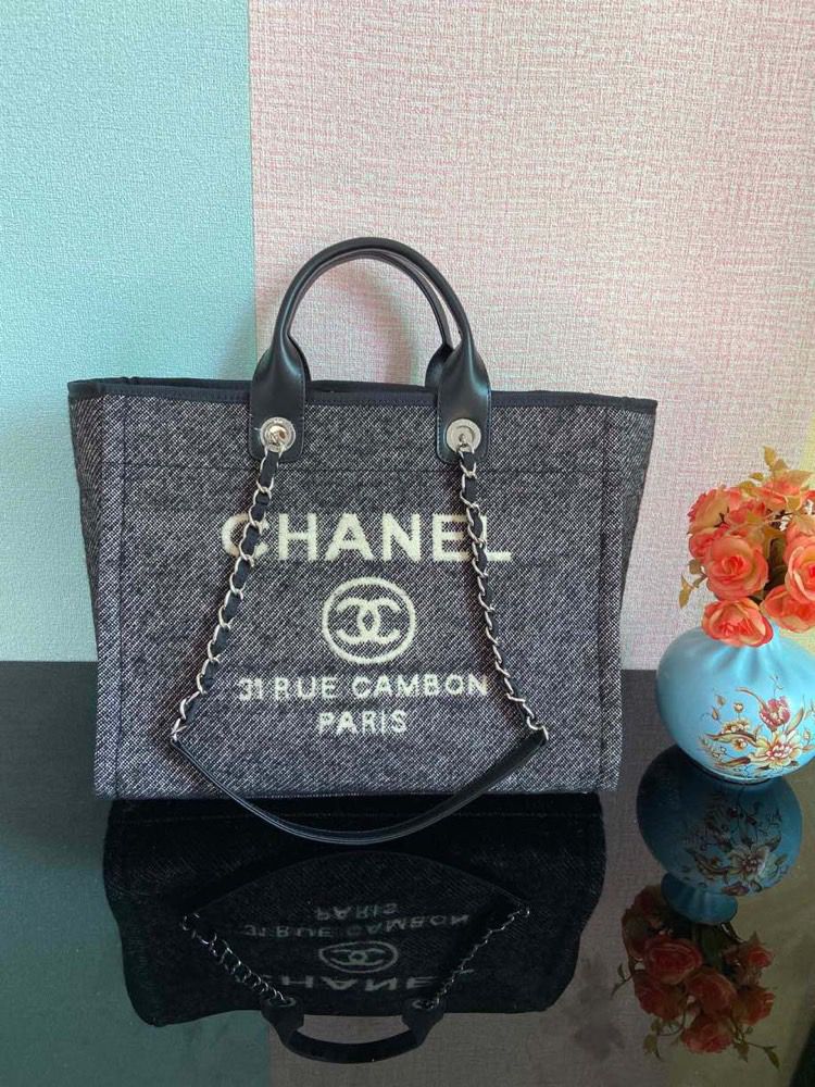 ChanelLarge Shopping Tote Bag Grey For Women, Women’s Handbag, Shoulder Bags 15in/38cm