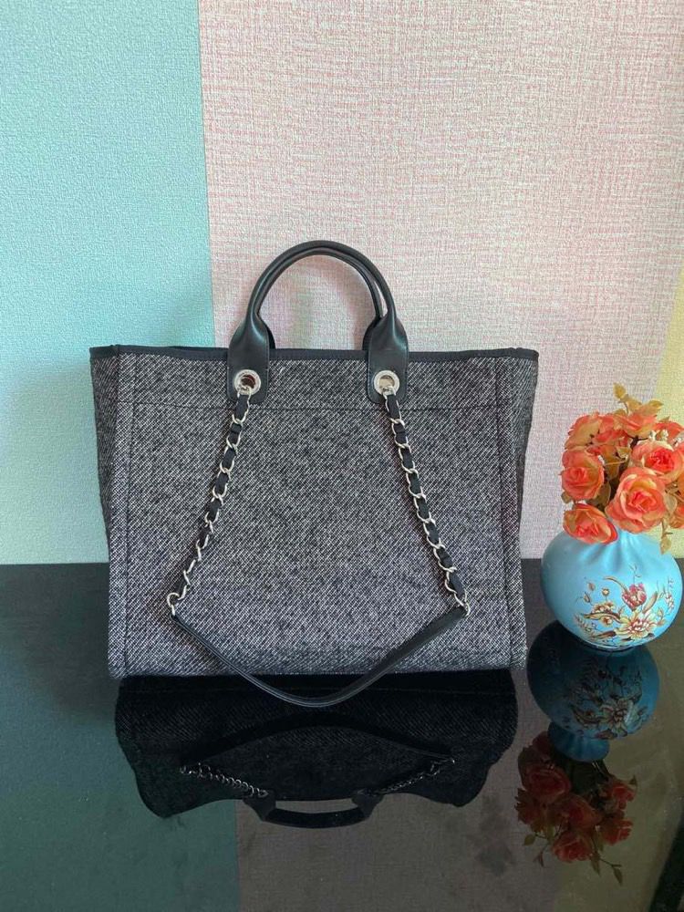 ChanelLarge Shopping Tote Bag Grey For Women, Women’s Handbag, Shoulder Bags 15in/38cm