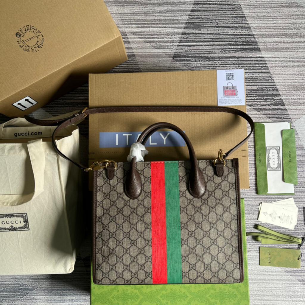 gg Tiger gg Medium Tote Bag Beige And Ebony gg Supreme Canvas Brown For Women 14.8in/37.6cm gg 687827 US7EC 9396