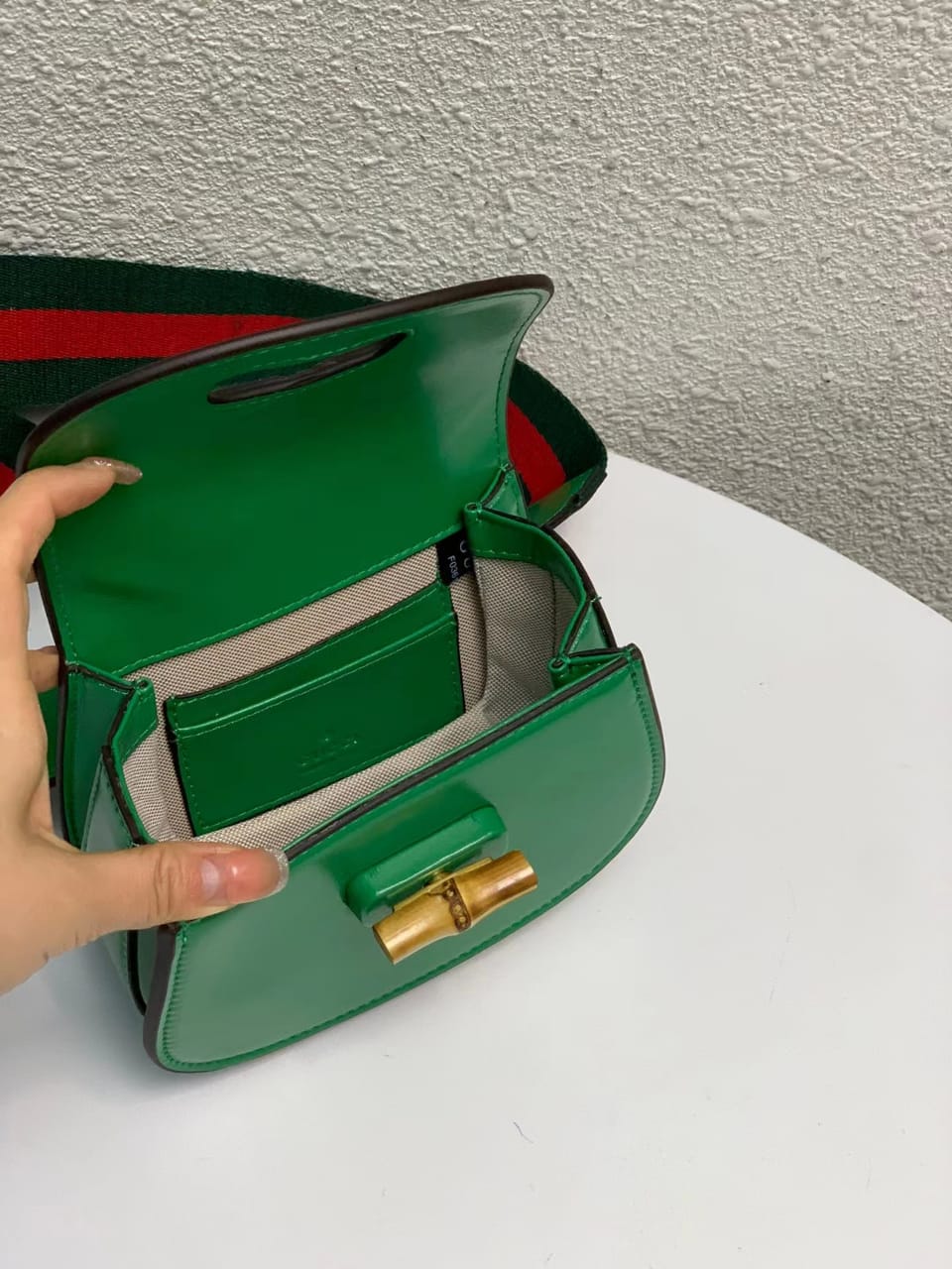 gg Bamboo 1947 Small Top Handle Bag Green For Women 8.3in/21cm gg 675797 10ODT 3384
