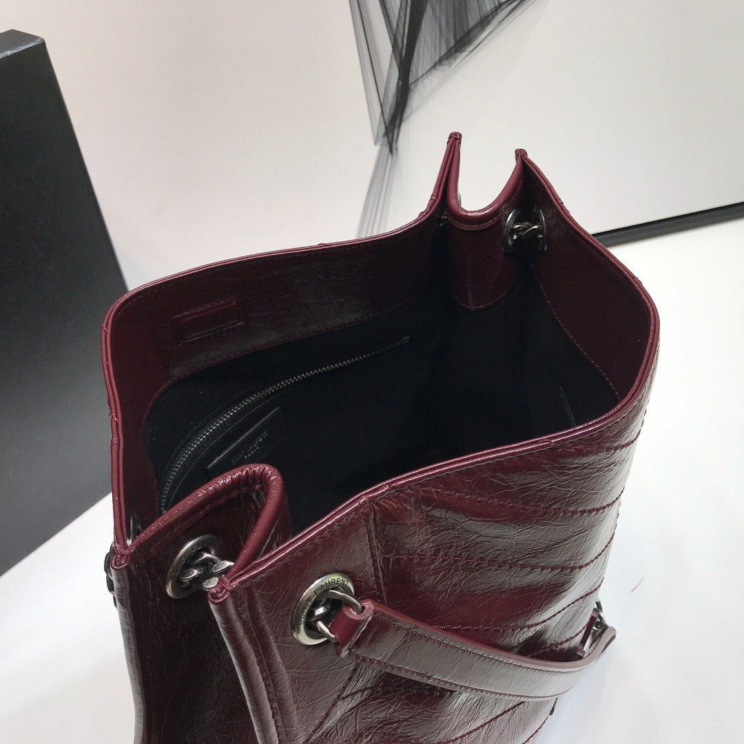YSSL Niki Medium Shopping Bag Burgundy For Women 12.6in/32cm YSL