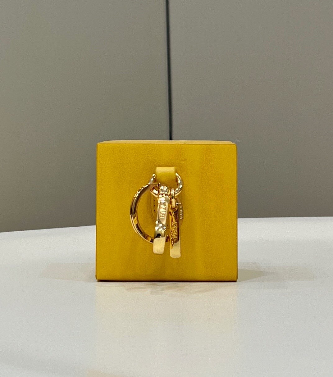 FI Logo Box Keychain Yellow Charm Bag For Woman 8cm/3in