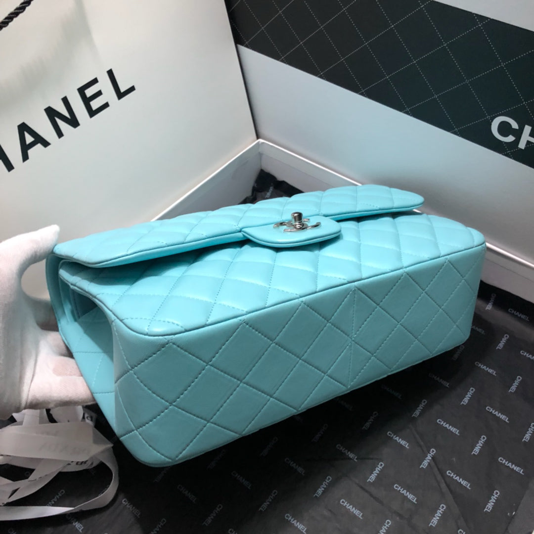 ChanelLarge Classic Handbag Silver Hardware Blue For Women, Women’s Handbags, Shoulder Bags 11.8in/30cm